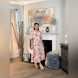 PUFF SLEEVE ITALIAN SILK DRESS